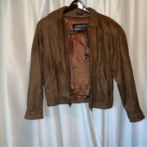 Vintage Fidelity Leather Bomber Jacket – Thermolite Insulated – Brown – Size 38